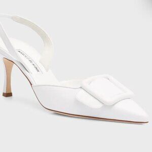 Manolo Blahnik White Maysli Heels